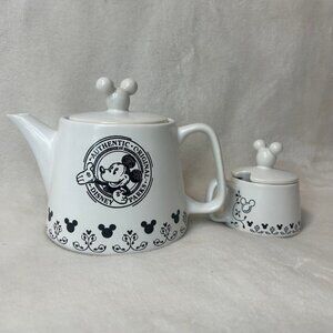 disney parks mickey mouse ceramic black and white tea duo (comes with teapot and